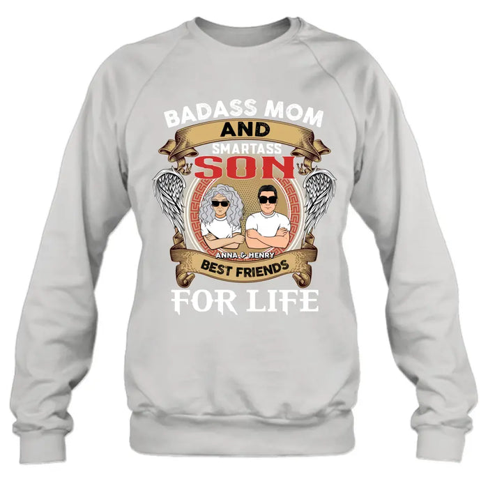 Custom Personalized Mother And Son T-shirt/ Long Sleeve/ Sweatshirt/ Hoodie - Gift Idea For Mother's Day - Badass Mom And Smartass Son Best Friends For Life