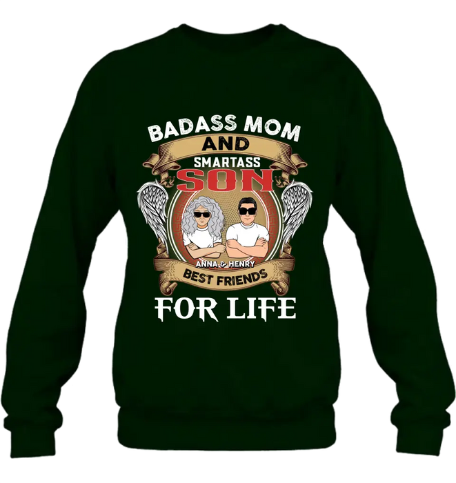 Custom Personalized Mother And Son T-shirt/ Long Sleeve/ Sweatshirt/ Hoodie - Gift Idea For Mother's Day - Badass Mom And Smartass Son Best Friends For Life