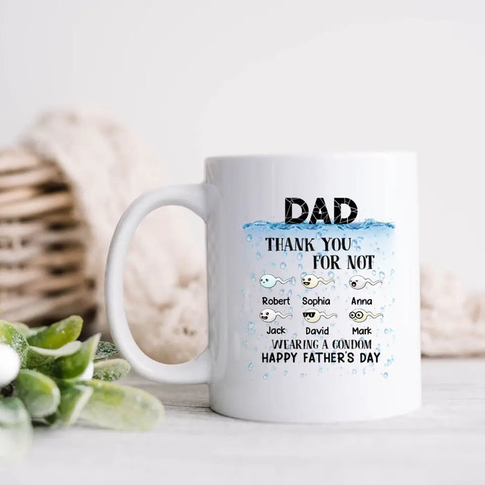 Custom Personalized Sperms Coffee Mug - Gift Idea For Father's Day - Upto 6 Sperms -  Thank You For Not Wearing A Condom