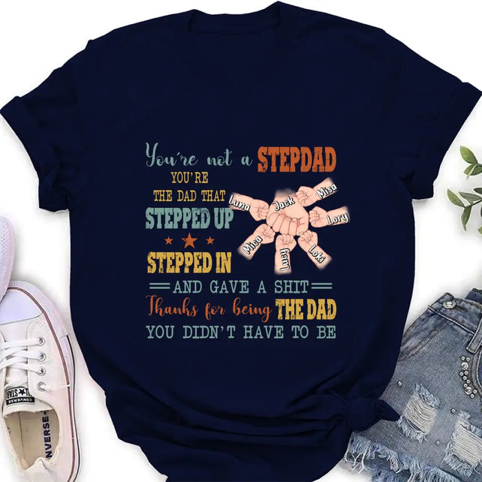 Custom Personalized Step Father Shirt/Hoodie/Sweatchirt/Long sleeve - Best Gift Idea For Father's Day - Upto 6 Kids