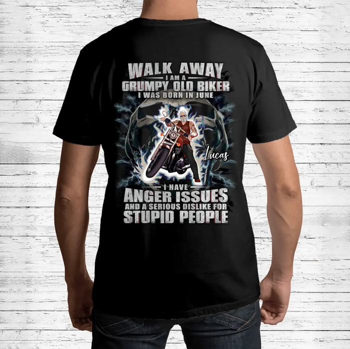 Custom Personalized Biker Shirt/Hoodie - Father's Day Gift Idea For Biker - Walk Away I Am A Grumpy Old Biker