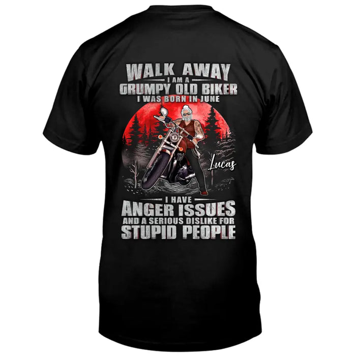 Custom Personalized Biker Shirt/Hoodie - Father's Day Gift Idea For Biker - Walk Away I Am A Grumpy Old Biker