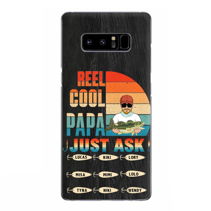 Custom Personalized Reel Cool Dad Phone Case - Gift Idea For Father's Day/Grandpa/Fishing Lovers - Upto 9 Kids - Reel Cool Papa Just Ask - Cases For iPhone/Samsung