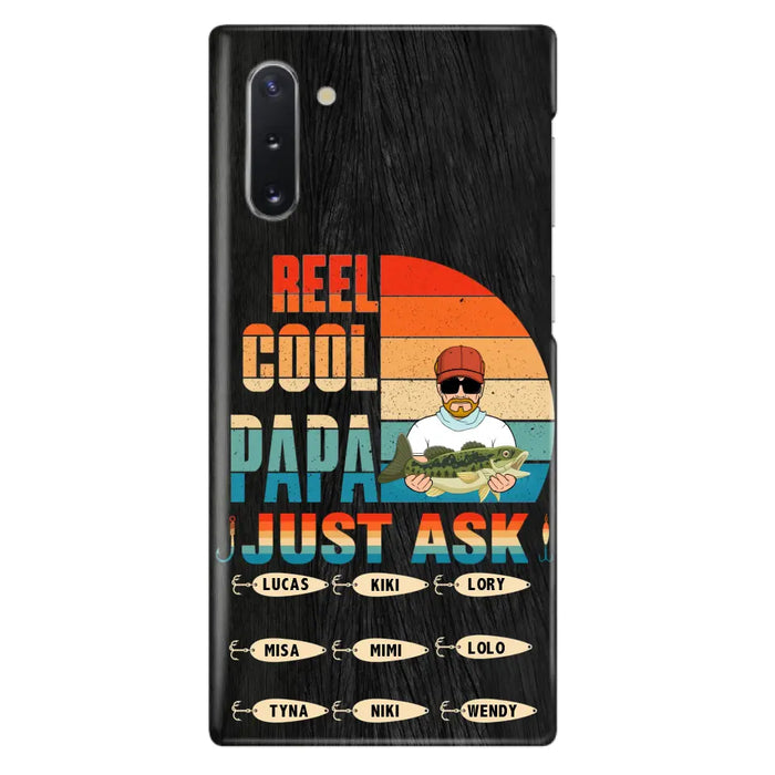 Custom Personalized Reel Cool Dad Phone Case - Gift Idea For Father's Day/Grandpa/Fishing Lovers - Upto 9 Kids - Reel Cool Papa Just Ask - Cases For iPhone/Samsung