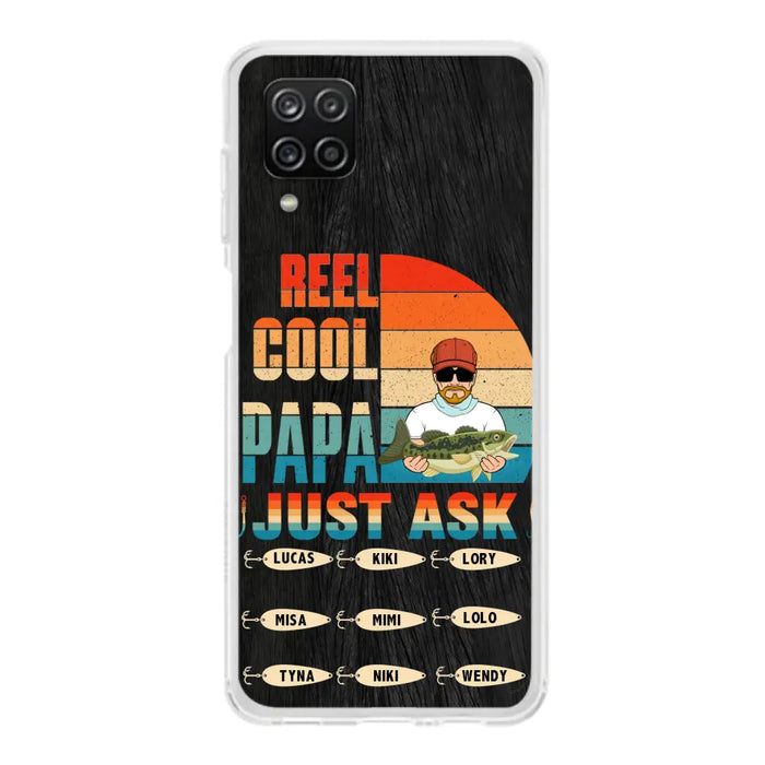 Custom Personalized Reel Cool Dad Phone Case - Gift Idea For Father's Day/Grandpa/Fishing Lovers - Upto 9 Kids - Reel Cool Papa Just Ask - Cases For iPhone/Samsung