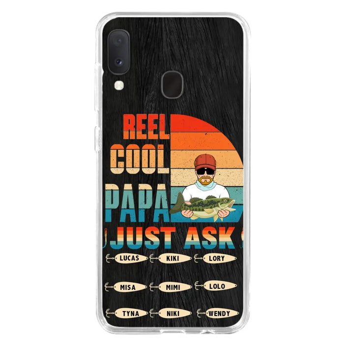 Custom Personalized Reel Cool Dad Phone Case - Gift Idea For Father's Day/Grandpa/Fishing Lovers - Upto 9 Kids - Reel Cool Papa Just Ask - Cases For iPhone/Samsung