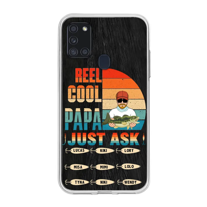 Custom Personalized Reel Cool Dad Phone Case - Gift Idea For Father's Day/Grandpa/Fishing Lovers - Upto 9 Kids - Reel Cool Papa Just Ask - Cases For iPhone/Samsung