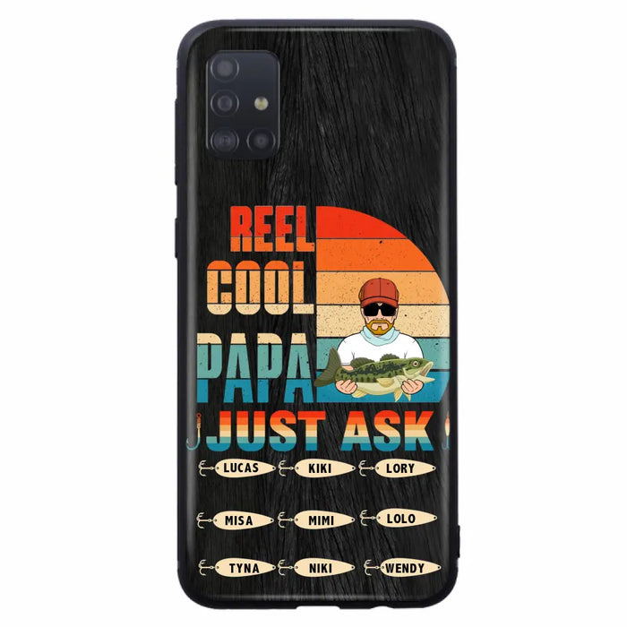 Custom Personalized Reel Cool Dad Phone Case - Gift Idea For Father's Day/Grandpa/Fishing Lovers - Upto 9 Kids - Reel Cool Papa Just Ask - Cases For iPhone/Samsung