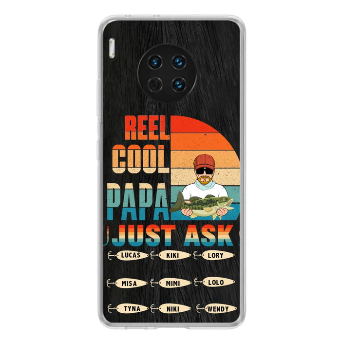 Custom Personalized Reel Cool Dad Phone Case - Gift Idea For Father's Day/Grandpa/Fishing Lovers - Upto 9 Kids - Reel Cool Papa Just Ask - Cases For Oppo/Xiaomi/Huawei