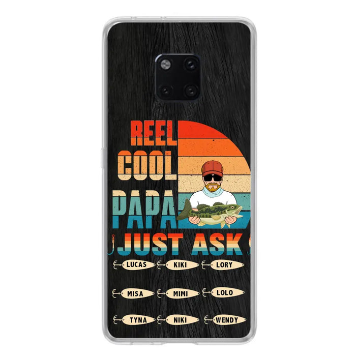 Custom Personalized Reel Cool Dad Phone Case - Gift Idea For Father's Day/Grandpa/Fishing Lovers - Upto 9 Kids - Reel Cool Papa Just Ask - Cases For Oppo/Xiaomi/Huawei