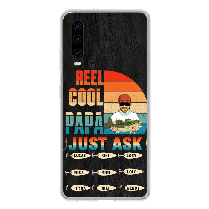 Custom Personalized Reel Cool Dad Phone Case - Gift Idea For Father's Day/Grandpa/Fishing Lovers - Upto 9 Kids - Reel Cool Papa Just Ask - Cases For Oppo/Xiaomi/Huawei