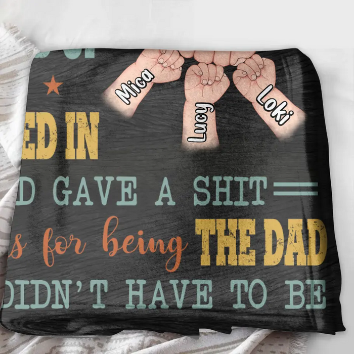 Custom Personalized StepDad Quilt/Single Layer Fleece Blanket - Best Gift Idea For Father's Day - Upto 6 Kids - Thanks For Being The Dad You Didn't Have To Be