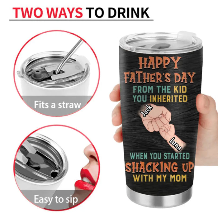 Custom Personalized Step Father Tumbler - Best Gift Idea For Father's Day - Upto 6 Kids - Actions Speak Louder Than DNA