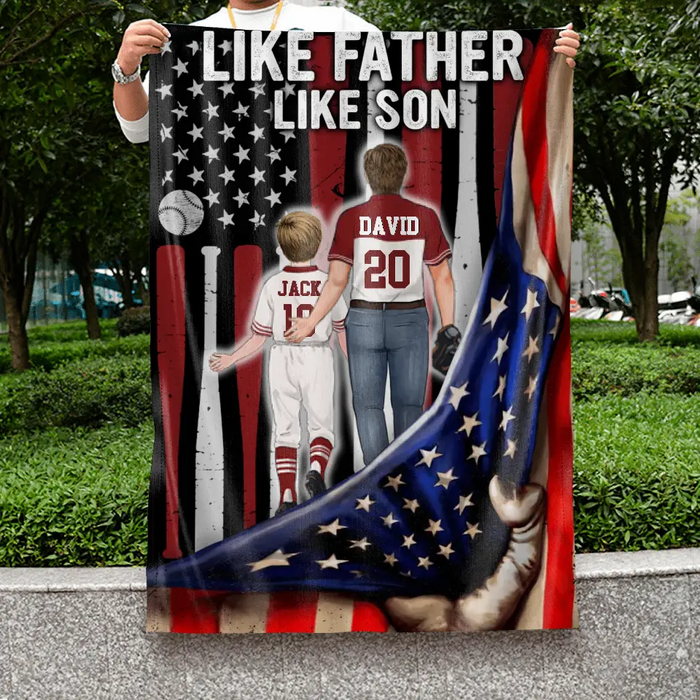 Custom Personalized Dad Flag - Gift Idea for Father's Day/Independence Day - Like Father Like Son