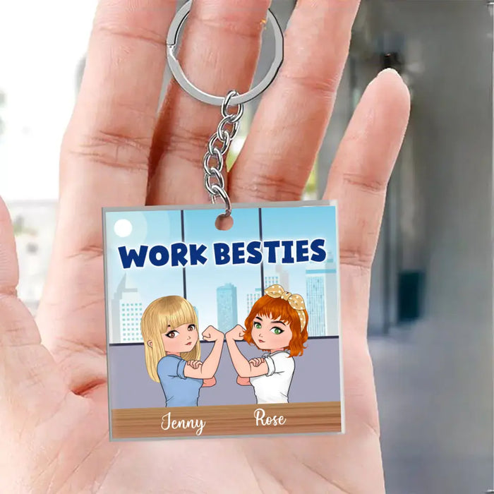 Custom Personalized Work Besties Acrylic Keychain - Upto 4 Besties - Gifts Idea for Besties/Colleagues - You Are The Reason I Don't Punch People At Work