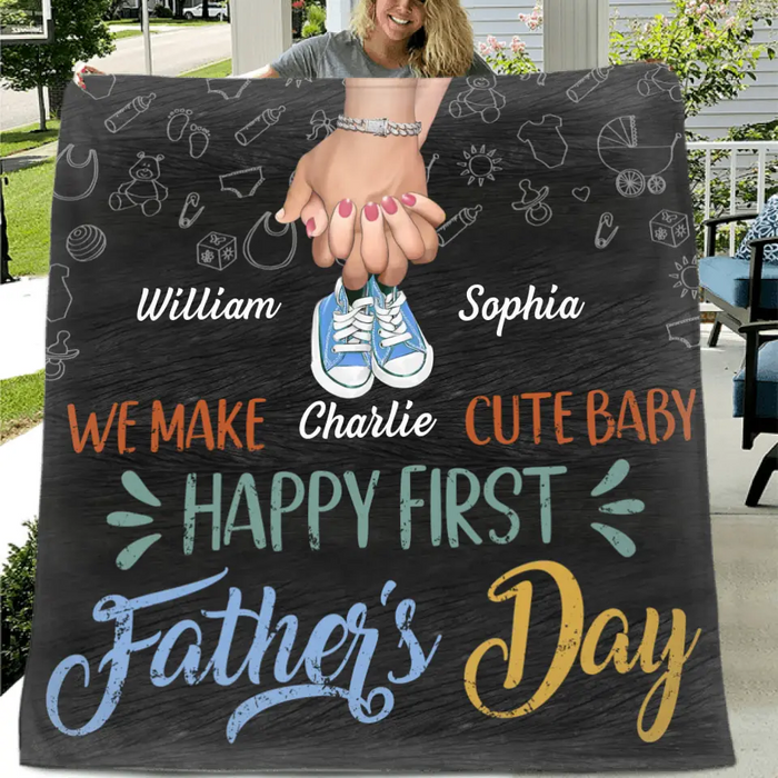 Custom Personalized First Father's Day Quilt/Single Layer Fleece Blanket - Best Gift Idea For Mother's Day/Father's Day 2023 - We Make Cute Baby