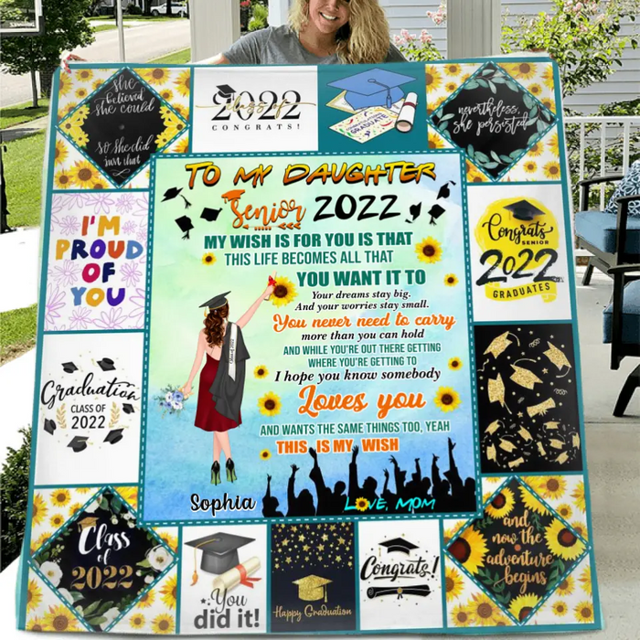 Custom Personalized Graduation Blanket - Gift Idea For Daughter/ Graduation - I Hope You Know Somebody Loves You