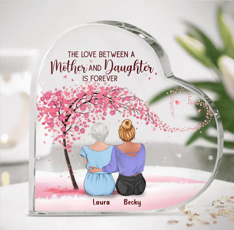 Personalized Mother Crystal Heart - Up to 4 Daughters - Gift Idea for Mother's Day/Birthday - The Love Between A Mother And Daughter Is Forever