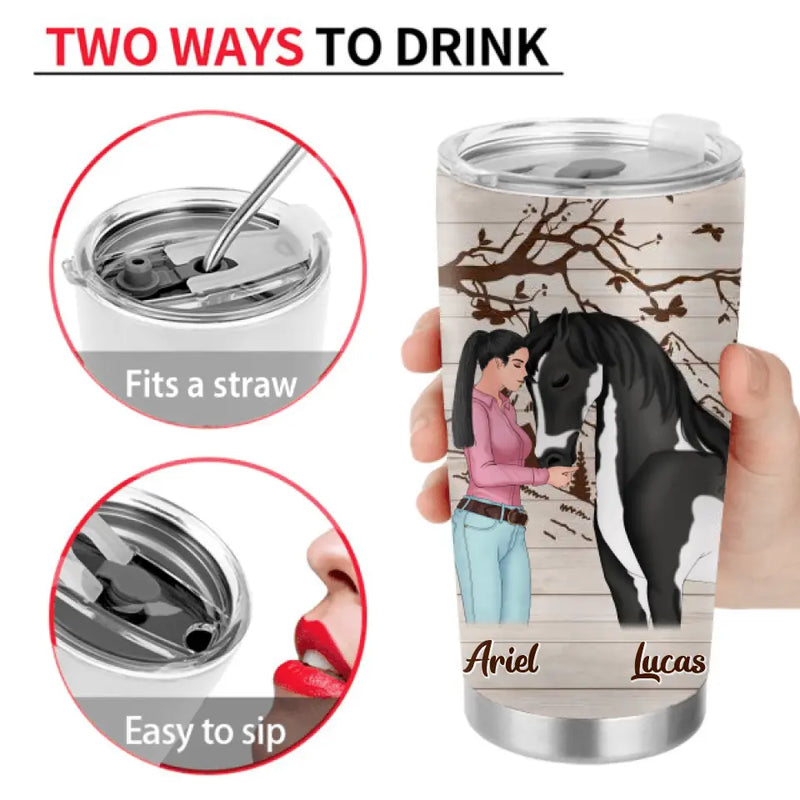 Personalized Horse Girl Tumbler - Gift Idea For Horse Lovers - Up To 5 Horses - You Are Not Just A Horse, You Are My Sanity