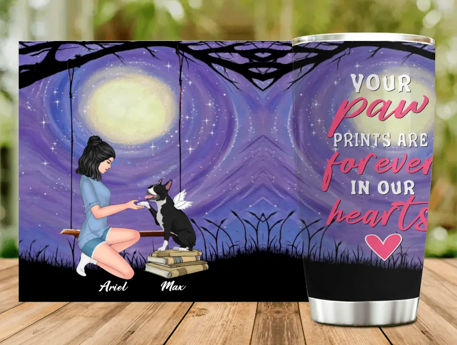 Custom Personalized Dog Mom Tumbler - Gift Idea For Dog Mom/ Dog Lover - Your Paw Prints Are Forever In Our Hearts