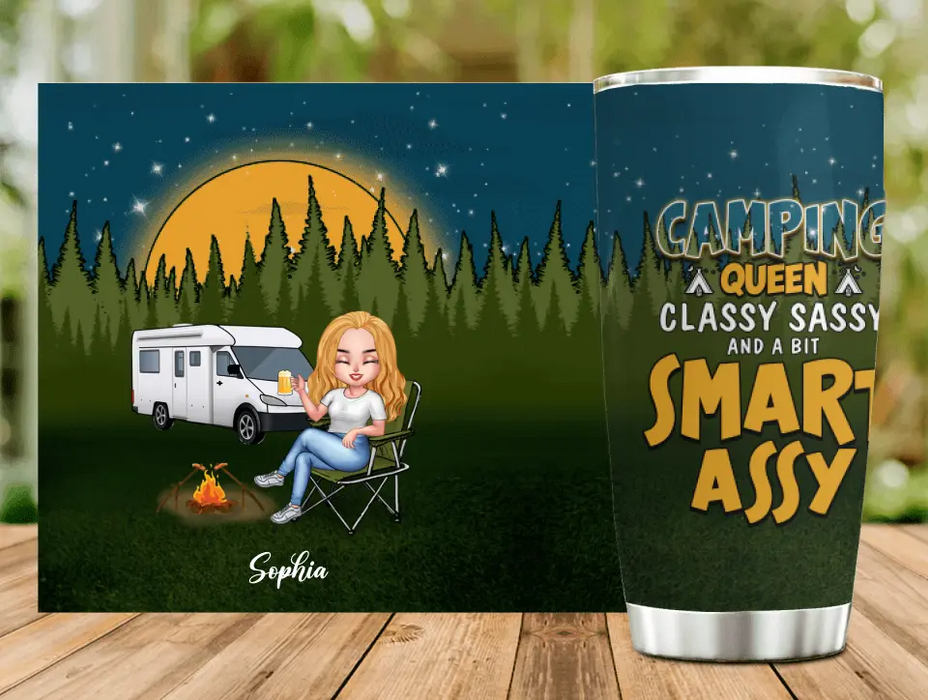 Custom Personalized Camping Queen Tumbler - Gift Idea For Camping Lover - Camping Queen Classy Sassy And A Bit Smart Assy