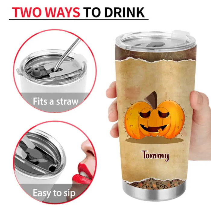 Custom Personalized Funny Pumpkins Halloween Tumbler - Gift Idea For Halloween/ Friends - It's Not The Size Of Your Peduncle That Matters It's How You Pump It