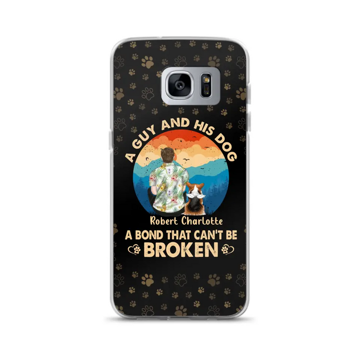 Custom Personalized Dog Dad Phone Case - Father's Day Gift Idea for Dad/Dog Lovers - Upto 4 Dogs - A Guy And His Dog A Bond That Can't Be Broken - Cases For iPhone/Samsung