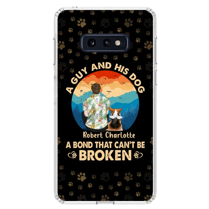 Custom Personalized Dog Dad Phone Case - Father's Day Gift Idea for Dad/Dog Lovers - Upto 4 Dogs - A Guy And His Dog A Bond That Can't Be Broken - Cases For iPhone/Samsung