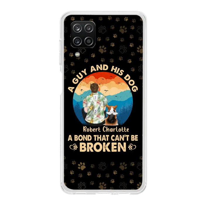 Custom Personalized Dog Dad Phone Case - Father's Day Gift Idea for Dad/Dog Lovers - Upto 4 Dogs - A Guy And His Dog A Bond That Can't Be Broken - Cases For iPhone/Samsung