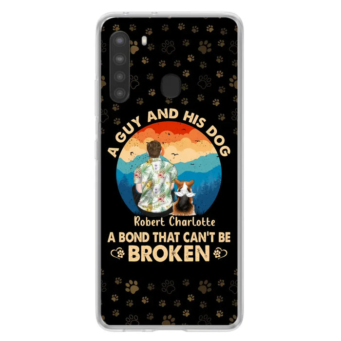 Custom Personalized Dog Dad Phone Case - Father's Day Gift Idea for Dad/Dog Lovers - Upto 4 Dogs - A Guy And His Dog A Bond That Can't Be Broken - Cases For iPhone/Samsung