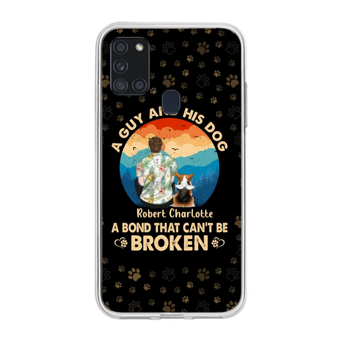 Custom Personalized Dog Dad Phone Case - Father's Day Gift Idea for Dad/Dog Lovers - Upto 4 Dogs - A Guy And His Dog A Bond That Can't Be Broken - Cases For iPhone/Samsung