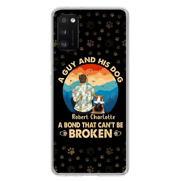 Custom Personalized Dog Dad Phone Case - Father's Day Gift Idea for Dad/Dog Lovers - Upto 4 Dogs - A Guy And His Dog A Bond That Can't Be Broken - Cases For iPhone/Samsung