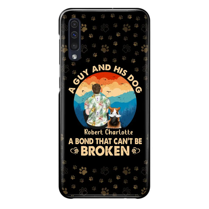 Custom Personalized Dog Dad Phone Case - Father's Day Gift Idea for Dad/Dog Lovers - Upto 4 Dogs - A Guy And His Dog A Bond That Can't Be Broken - Cases For iPhone/Samsung