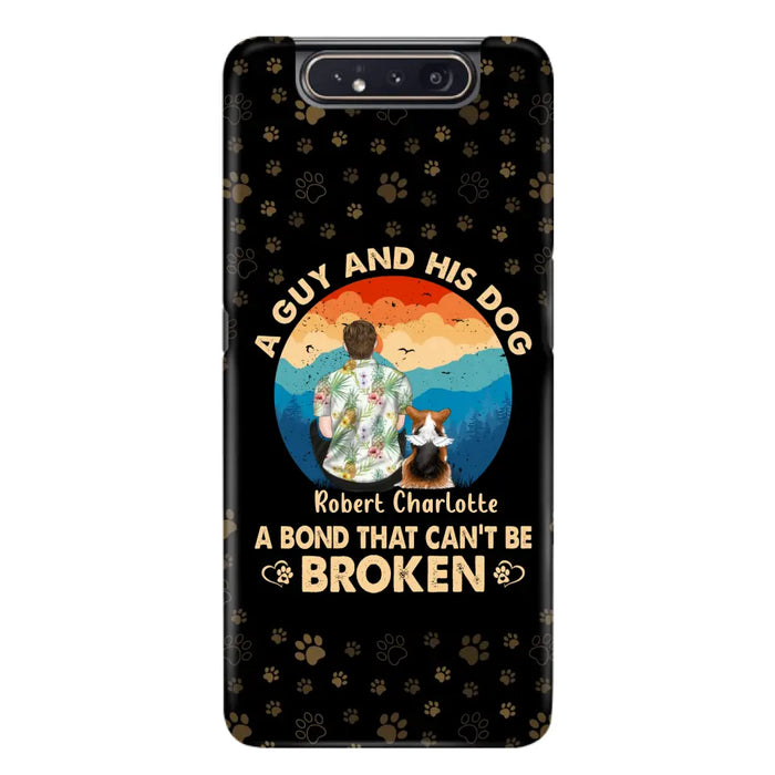 Custom Personalized Dog Dad Phone Case - Father's Day Gift Idea for Dad/Dog Lovers - Upto 4 Dogs - A Guy And His Dog A Bond That Can't Be Broken - Cases For iPhone/Samsung