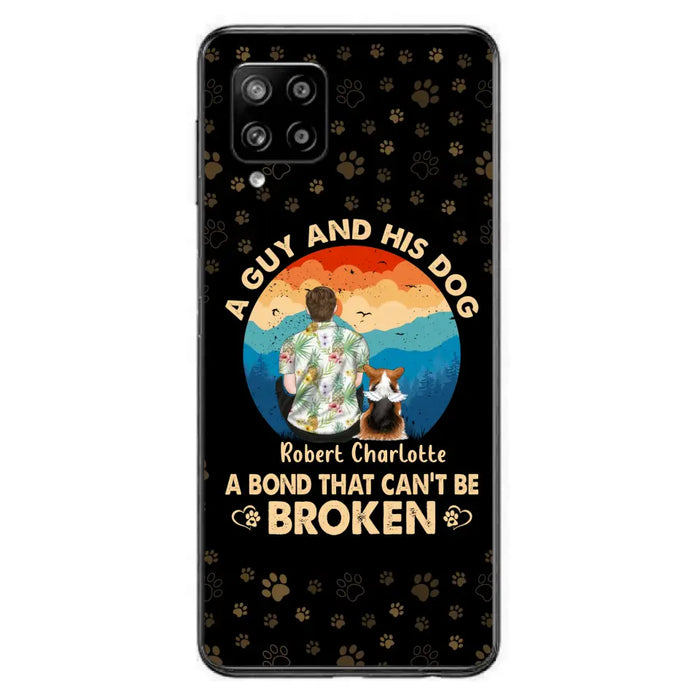 Custom Personalized Dog Dad Phone Case - Father's Day Gift Idea for Dad/Dog Lovers - Upto 4 Dogs - A Guy And His Dog A Bond That Can't Be Broken - Cases For iPhone/Samsung