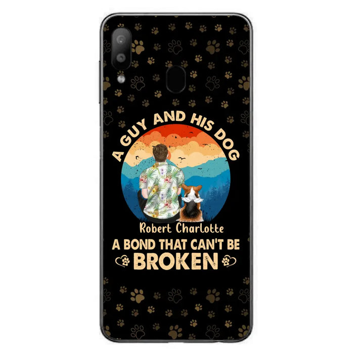 Custom Personalized Dog Dad Phone Case - Father's Day Gift Idea for Dad/Dog Lovers - Upto 4 Dogs - A Guy And His Dog A Bond That Can't Be Broken - Cases For iPhone/Samsung