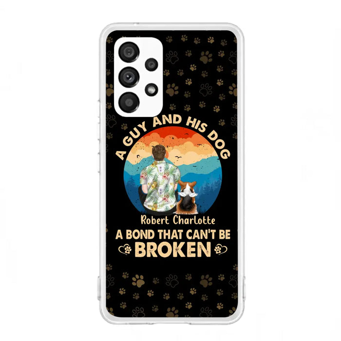 Custom Personalized Dog Dad Phone Case - Father's Day Gift Idea for Dad/Dog Lovers - Upto 4 Dogs - A Guy And His Dog A Bond That Can't Be Broken - Cases For iPhone/Samsung