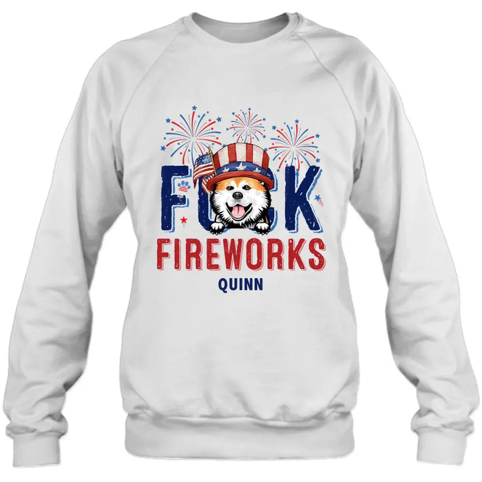 Custom Personalized Fireworks Dog Shirt/Hoodie - Independence Day Gift Idea for Dog/Cat Lovers