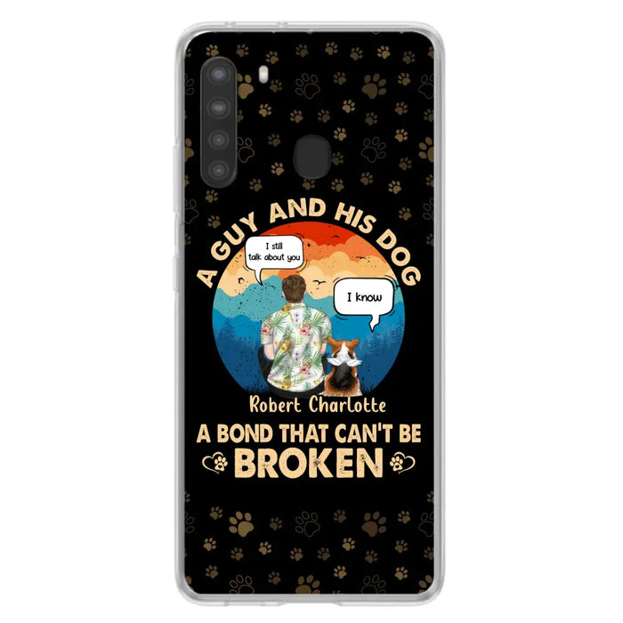 Custom Personalized Dog Dad Phone Case - Gift Idea For Father's Day/Dog Lovers - Upto 4 Dogs - A Guy And His Dog A Bond That Can't Be Broken - Cases For iPhone/Samsung