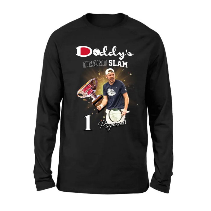 Custom Personalized Daddy Photo Shirt/Hoodie - Upto 4 Children - Father's Day Gift Idea for Tennis Lovers - Daddy's Grand Slam