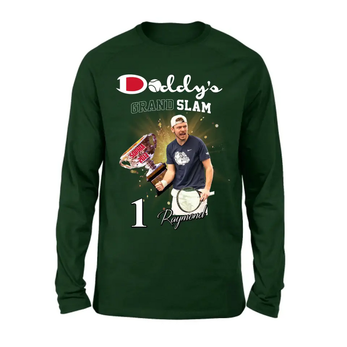 Custom Personalized Daddy Photo Shirt/Hoodie - Upto 4 Children - Father's Day Gift Idea for Tennis Lovers - Daddy's Grand Slam