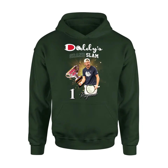 Custom Personalized Daddy Photo Shirt/Hoodie - Upto 4 Children - Father's Day Gift Idea for Tennis Lovers - Daddy's Grand Slam