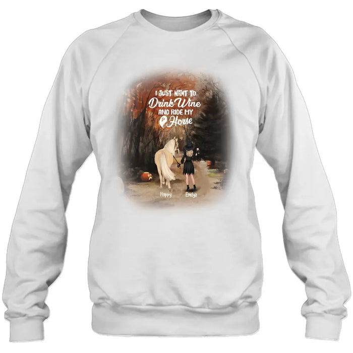 Custom Personalized Horse Witch T-Shirt/ Pullover Hoodie - Girl With Horse - EQRIYV