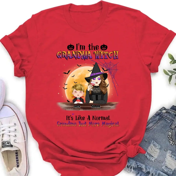 Custom Personalized Grandma Witch Shirt - Gift Idea For Halloween - Up to 5 Kids - I'm Grandma Witch