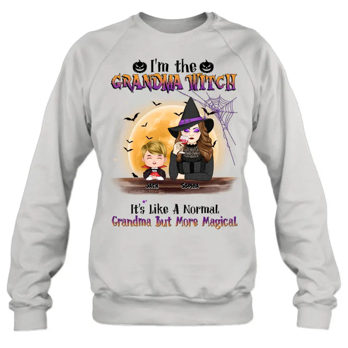 Custom Personalized Grandma Witch Shirt - Gift Idea For Halloween - Up to 5 Kids - I'm Grandma Witch