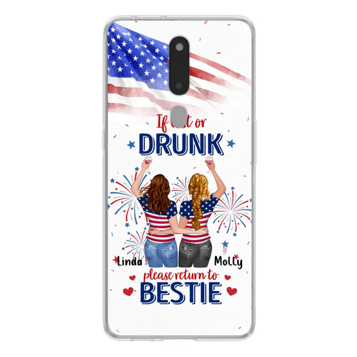 Custom Personalized Friend's 4th Of July Phone Case - Gift Idea For Friends/ Besties/ Sister On Independence Day - Up to 4 Girls - If Lost Or Drunk Please Return To Bestie - Case For Oppo/Xiaomi/Huawei