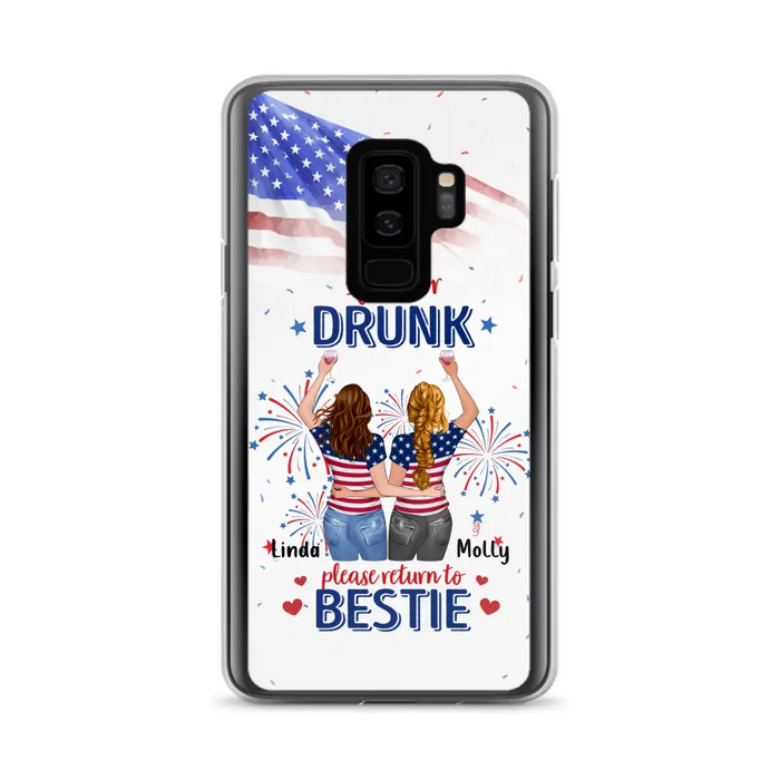 Custom Personalized Friend's 4th Of July iPhone/Samsung Case - Gift Idea For Friends/ Besties/ Sister On Independence Day - Up to 4 Girls - If Lost Or Drunk Please Return To Bestie