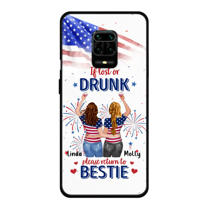 Custom Personalized Friend's 4th Of July Phone Case - Gift Idea For Friends/ Besties/ Sister On Independence Day - Up to 4 Girls - If Lost Or Drunk Please Return To Bestie - Case For Oppo/Xiaomi/Huawei