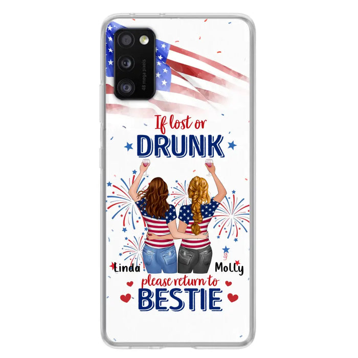 Custom Personalized Friend's 4th Of July iPhone/Samsung Case - Gift Idea For Friends/ Besties/ Sister On Independence Day - Up to 4 Girls - If Lost Or Drunk Please Return To Bestie