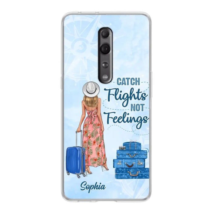 Custom Personalized Traveling Girl Phone Case - Gift Idea For Traveling Lovers - Catch Flights Not Feelings - Cases For Oppo/Xiaomi/Huawei